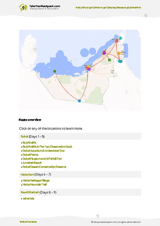example page 4 from our offline Travel Guide for United Arab Emirates